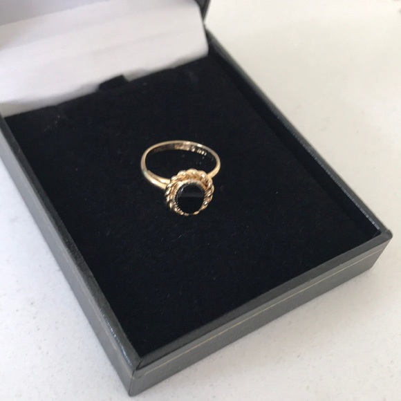 Jewelry - 10K Vintage Gold Filled GF Onyx Ring Adjustable